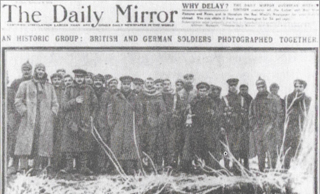 British and German soldiers photographed together during the Christmas Truce of 1914