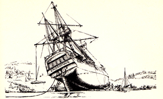 The Endeavor beached for repairs